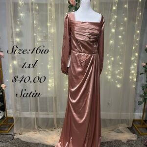 Elegant Long Sleeve Satin Dress